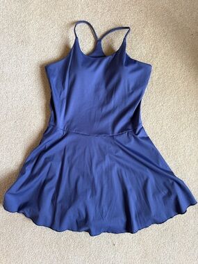 Blue Spaghetti Strap Athletic Dress with Built in Shorts